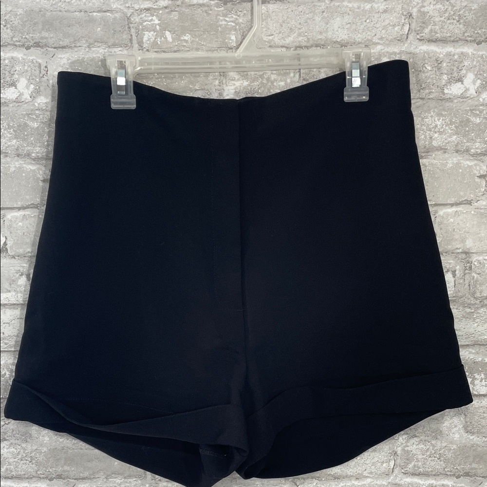 Bardot High Waist Black Cuffed Shorts